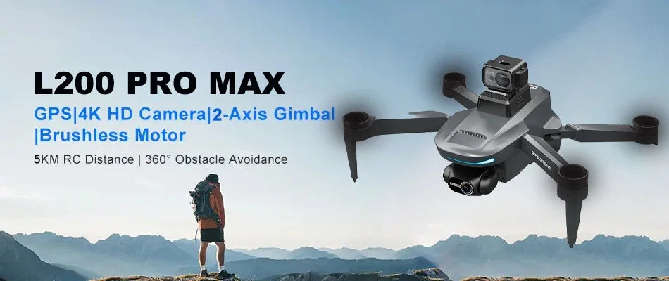 L200 PRO MAX Drone 4K Professional EIS Camera 2-Axis Gimbal 360° Obstacle Avoidance Brushless Motor GPS Quadcopter FPV RC Drones