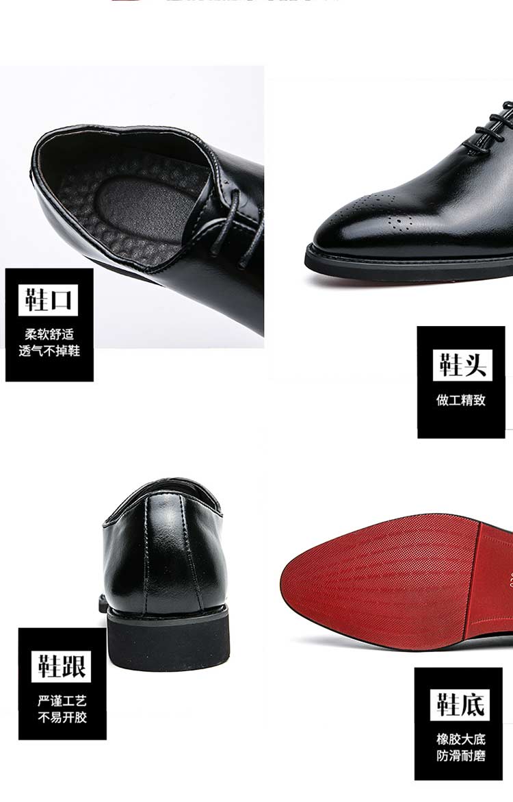 New Red Sole Brogue Shoes Men Black Business Mens Formal Shoes Lace-up Round Toe Spring/Autumn