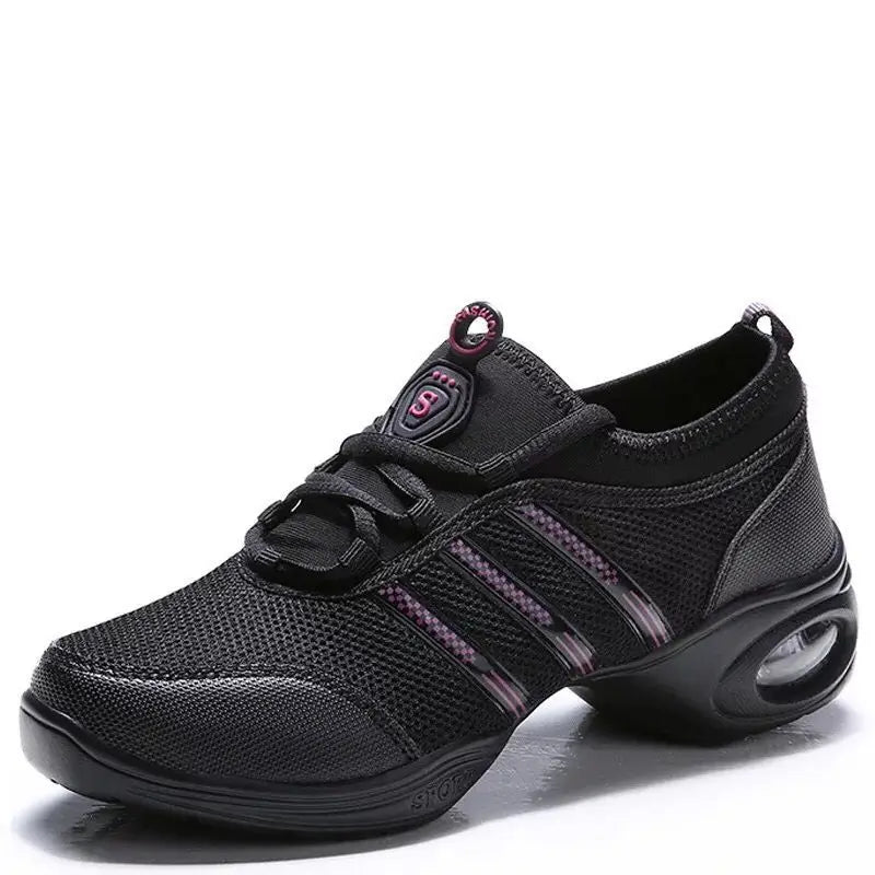 Breathable Dance Sneakers Woman Man Black Red Air Mesh Split-sole Square Dance Salsa Dancing Shoes Girls Ladies Sports Shoes