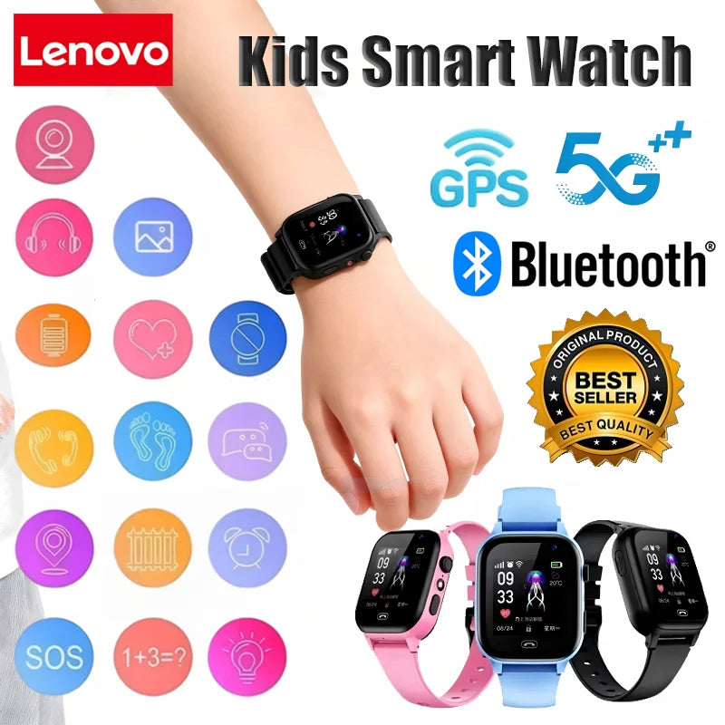 Lenovo Kids Smartwatch 4G Wifi GPS SOS Location Video Call Analogue Card Waterproof Watch Camera Boys Girls Upgrade New Watch