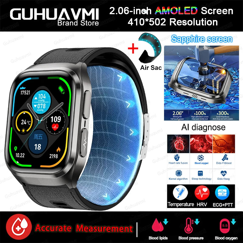 2026New Air Pump Airbag True Blood Pressure Smartwatch MultiDimensional Health Monitoring Micro Physical Examination Smart Watch