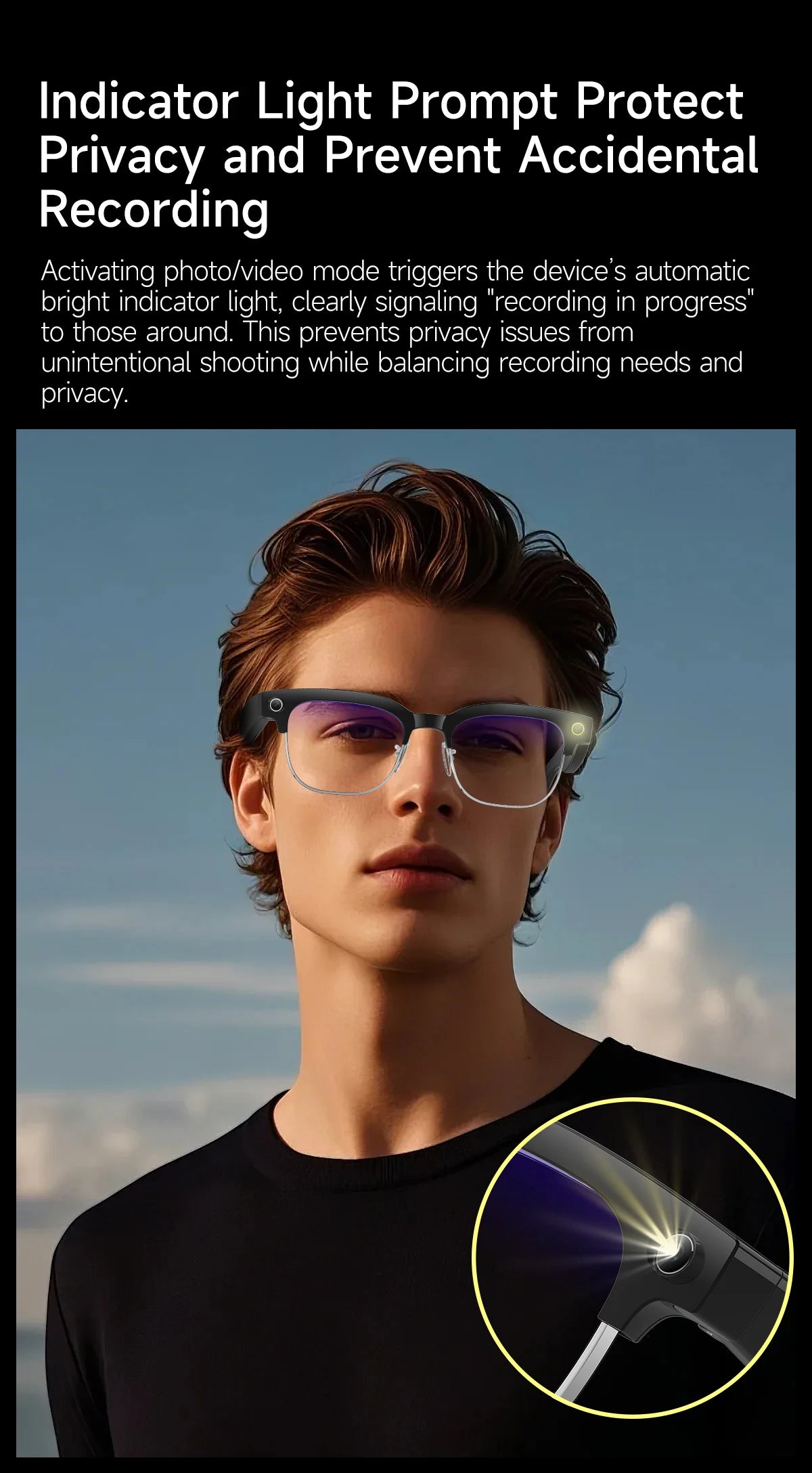New 4K HD AI Smart Glasses 800w Pixel Multifunctional Camera Ultra Bluetooth Call Voice Assistant Music Player Smart Translation