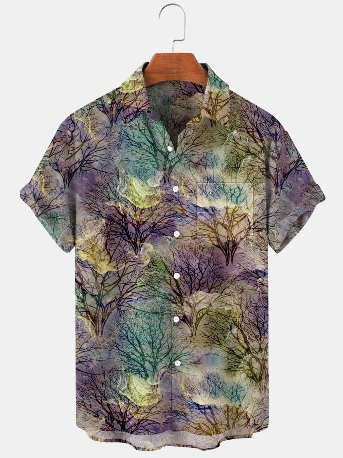 New Hawaii Spring/Summer Fashion Leisure Street Walk Tourist Beach Printed Full Open Short Sleeve Button Shirt, Quick Shipping