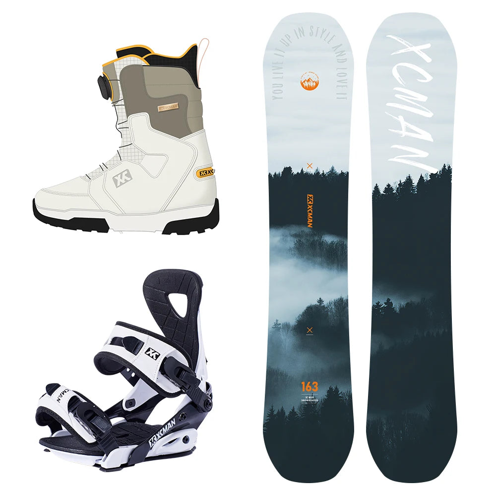 Camber Carbon Fiber Wood Core Snowboard With Bindings and Snow Shoes