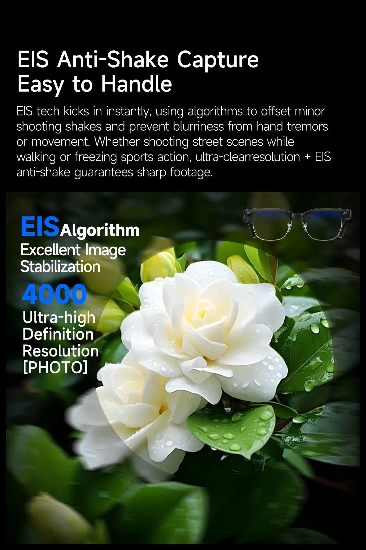 New 4K HD AI Smart Glasses 800w Pixel Multifunctional Camera Ultra Bluetooth Call Voice Assistant Music Player Smart Translation