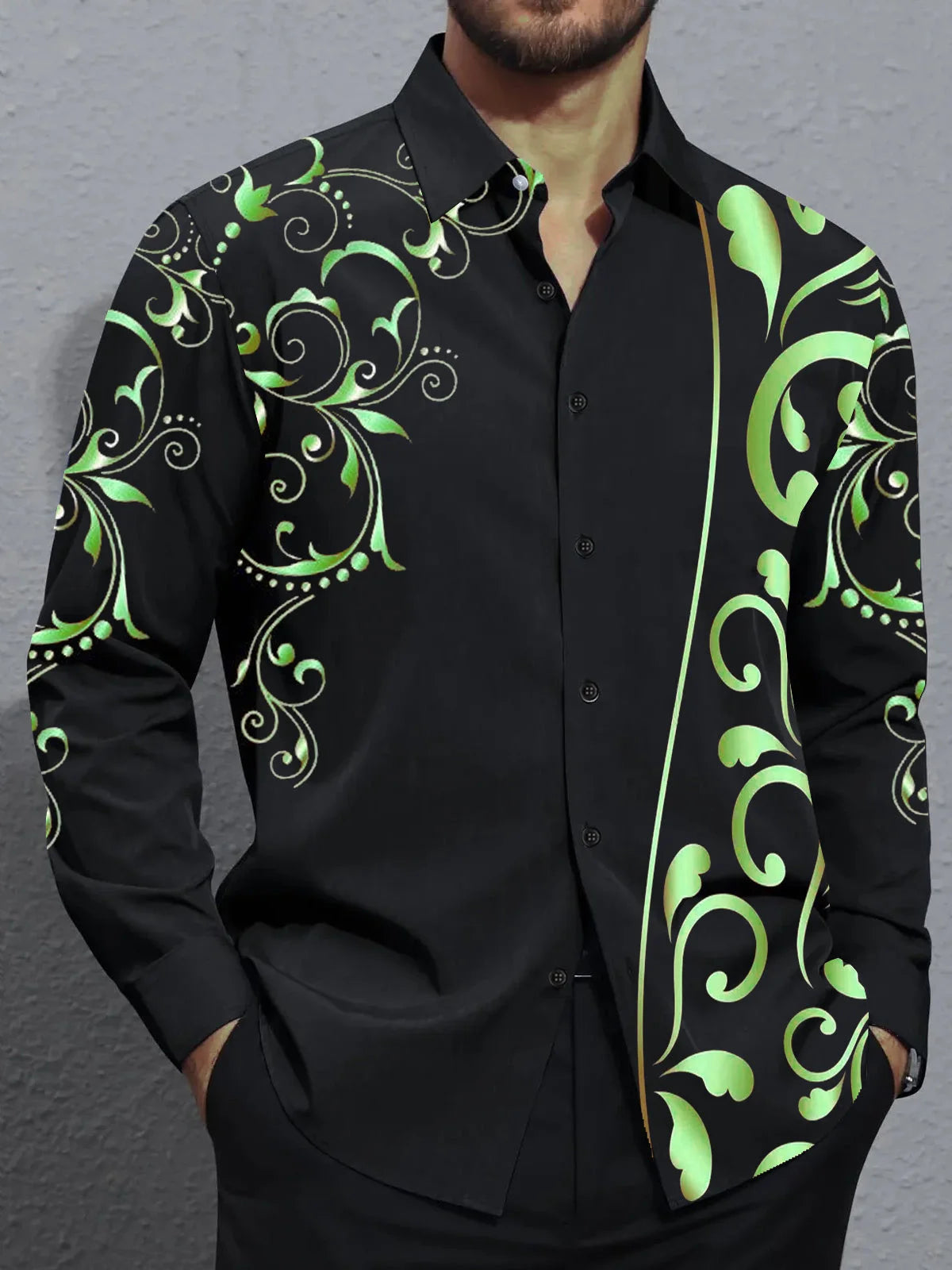Men's shirts, button down shirts, casual shirts, spring and summer, printed long sleeves Tops fashion comfortable Men Clothing