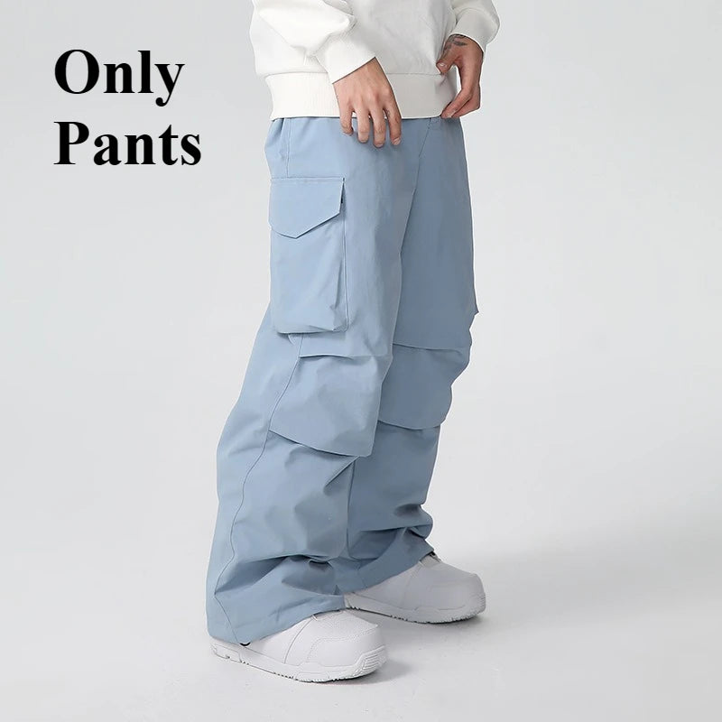 New Men Skiing Pant Solid Sport Warm Windproof Breathable Outdoor Ski Pants Pocket Waterproof Snow Women Adult Snowboard Pant