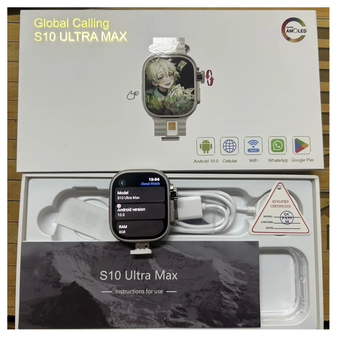 GoldenSpike S10 Ultra Max Smartwatch 5G Android Smart Watch With 2.26'' Amoled Screen 800W Rotary Camera Simcard Slot Video Call