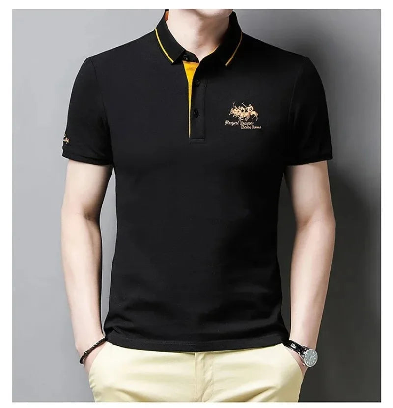 Summer Mens Short Sleeve Embroidered Polo Shirts Breathable Lightweight Shirt Luxury Top Casual Lapel T-shirt Men T Shirt Homme