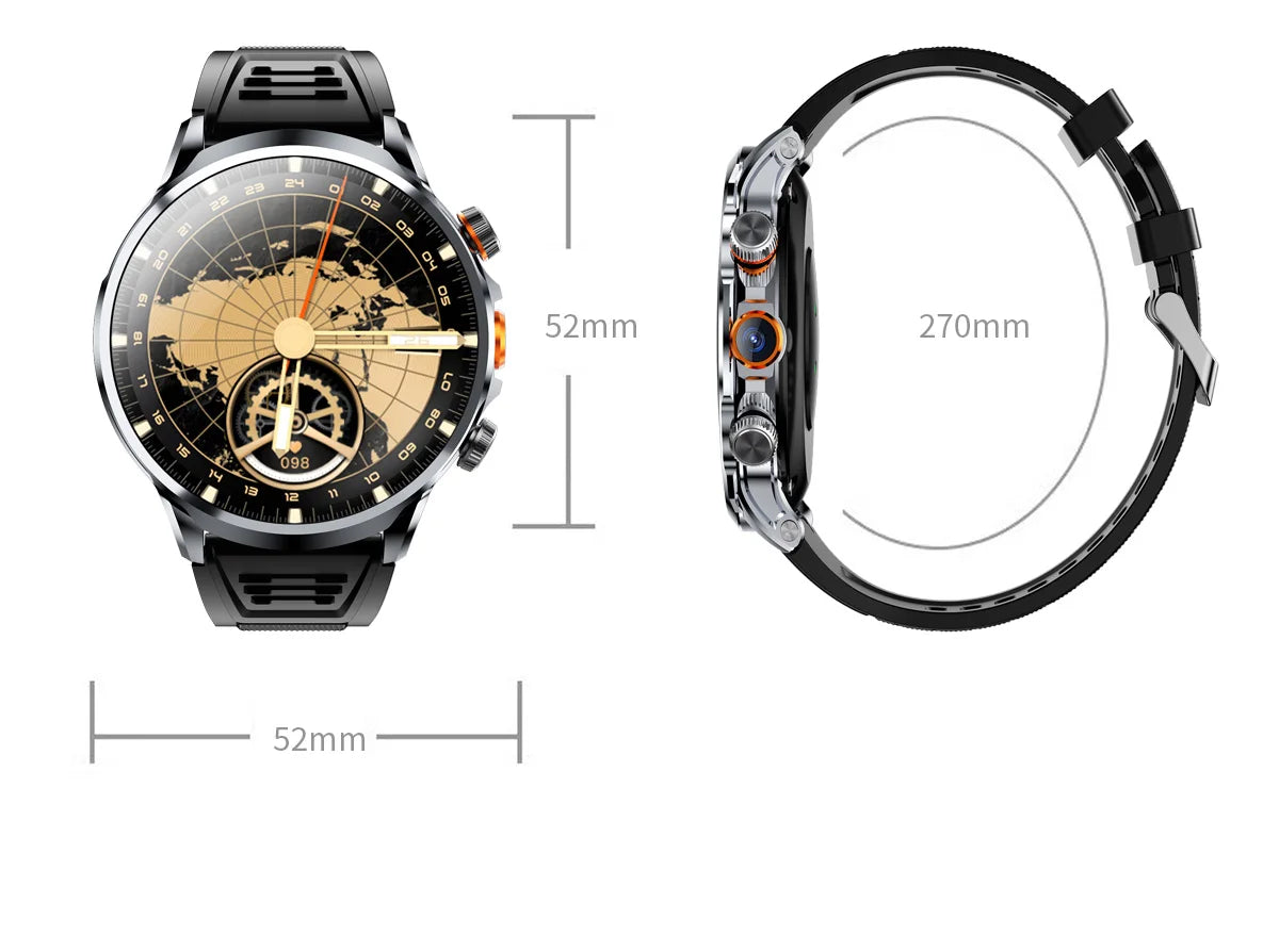 16+256GB Android H18 Smartwatch 4G LTE 1100Mah Battery Play Store Heart Rate 1.95 inch Spherical screen Smart Watch Men GPS WIFI