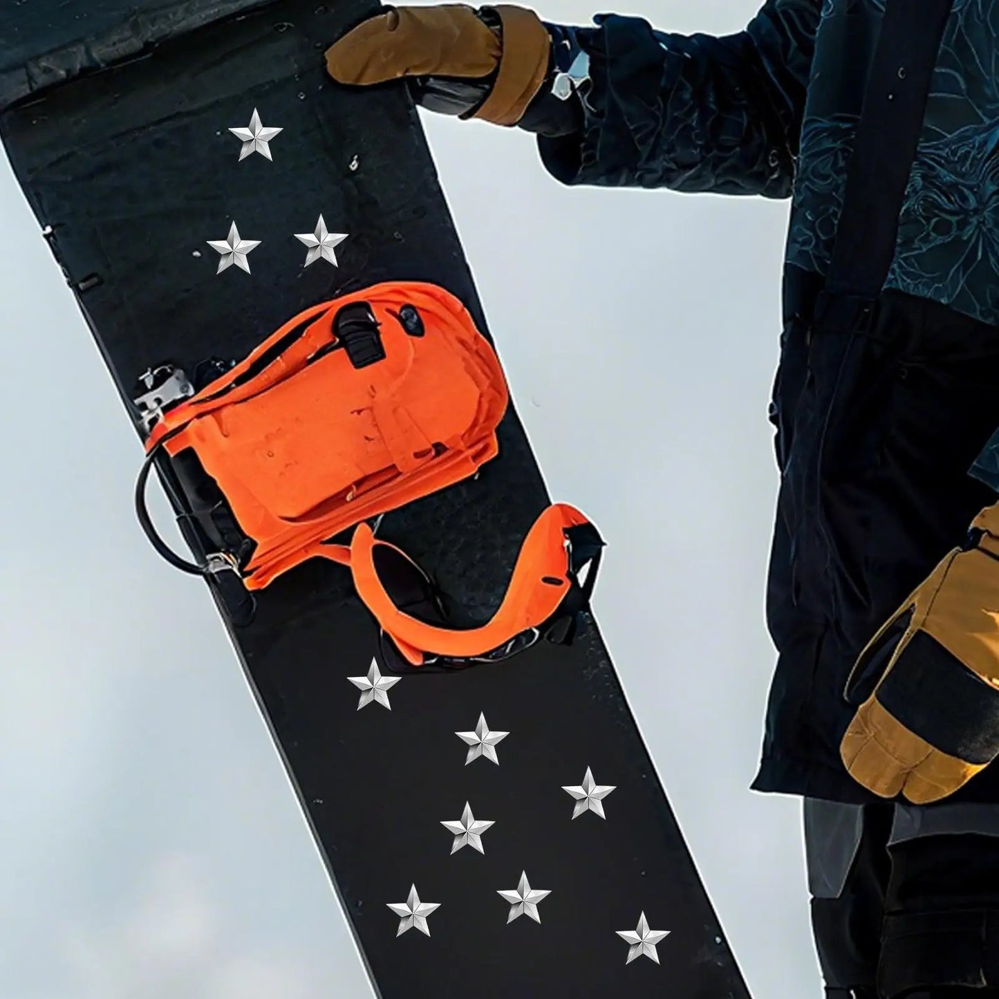 Snowboard Grip Pad 10 Pieces Snow Sport Equipment Pentagram Studs Snowboard Grip Pad for Women Men Adults Teens Beginners