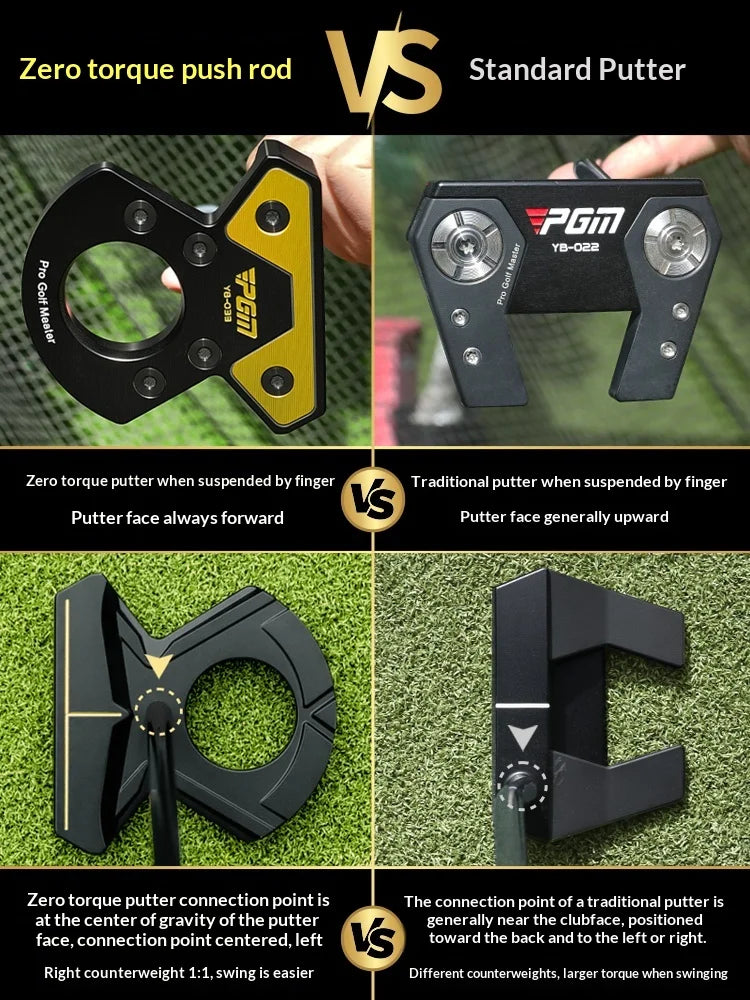 PGM Golf Club Zero Torque Putter Male Female Stable Big Head Forged Aluminum Low Center of Gravity with Ball Picking Aiming Line