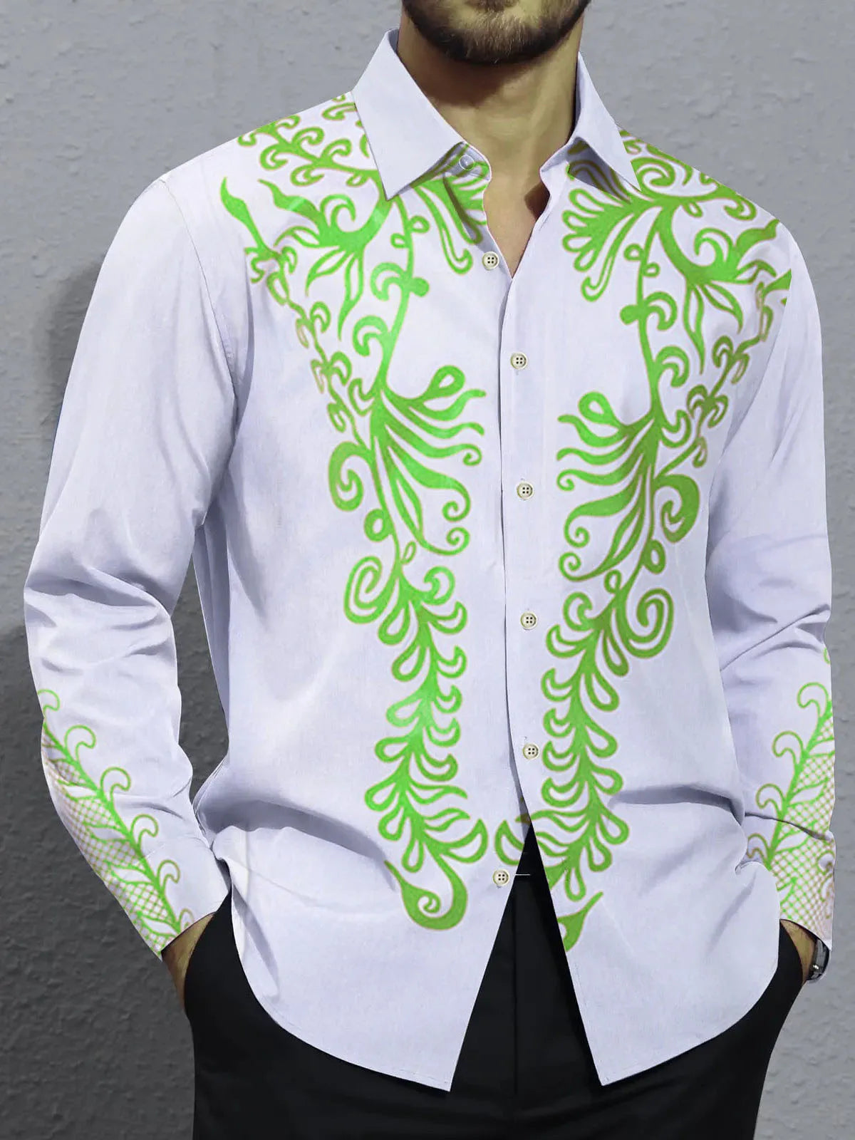 Men's shirts, button down shirts, casual shirts, spring and summer, printed long sleeves Tops fashion comfortable Men Clothing