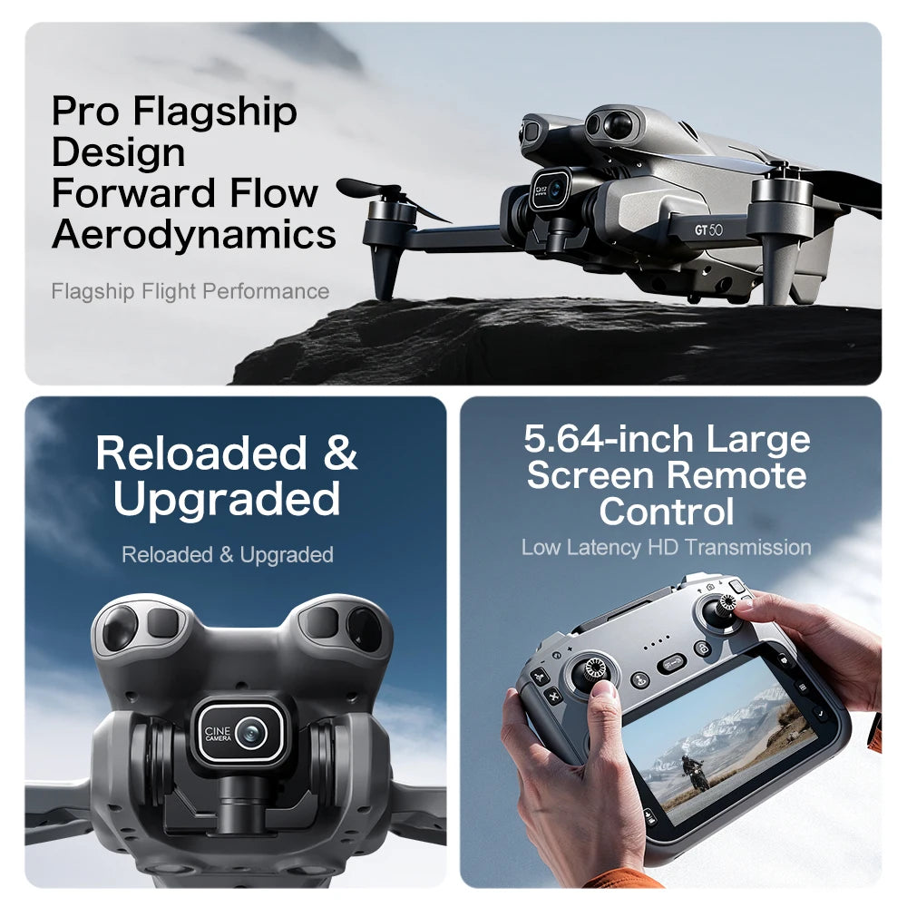 Original GT50 Drone Dual Camera 5G 8K Aerial Aircraft Obstacle Avoidance UAV Fixed GPS Remote Control  Foldable Quadcopter Gifts
