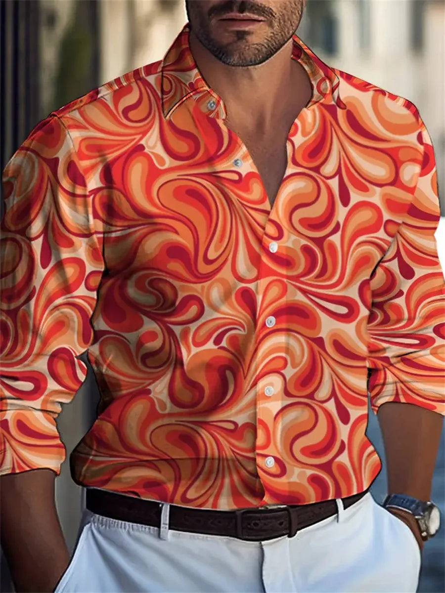 Men's shirt 3D high-definition tropical print long-sleeved shirt, Hawaiian shirt, spring and autumn casual party top XS-6XL size