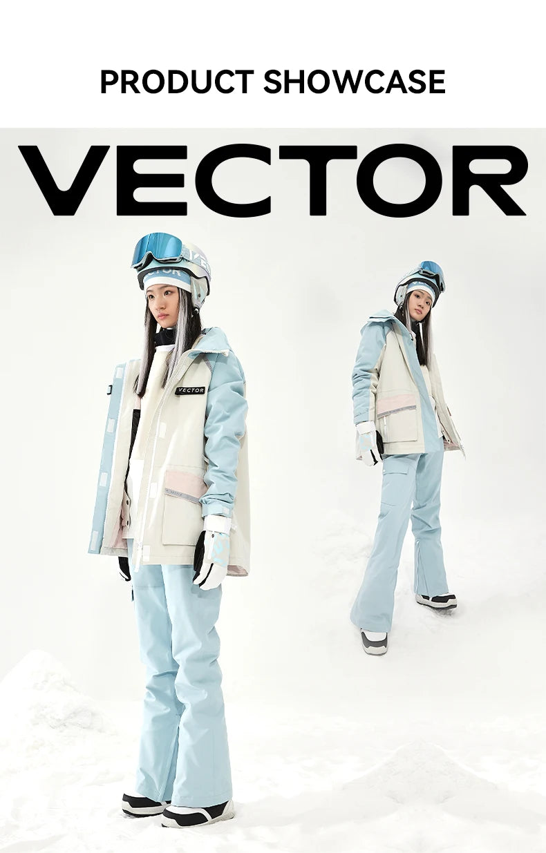 VECTOR Ski Suit Set Women Man Winter Women Jackets and Pants Warm Waterproof Women Jackets Pants Outdoor Ski Bike Camping 2023