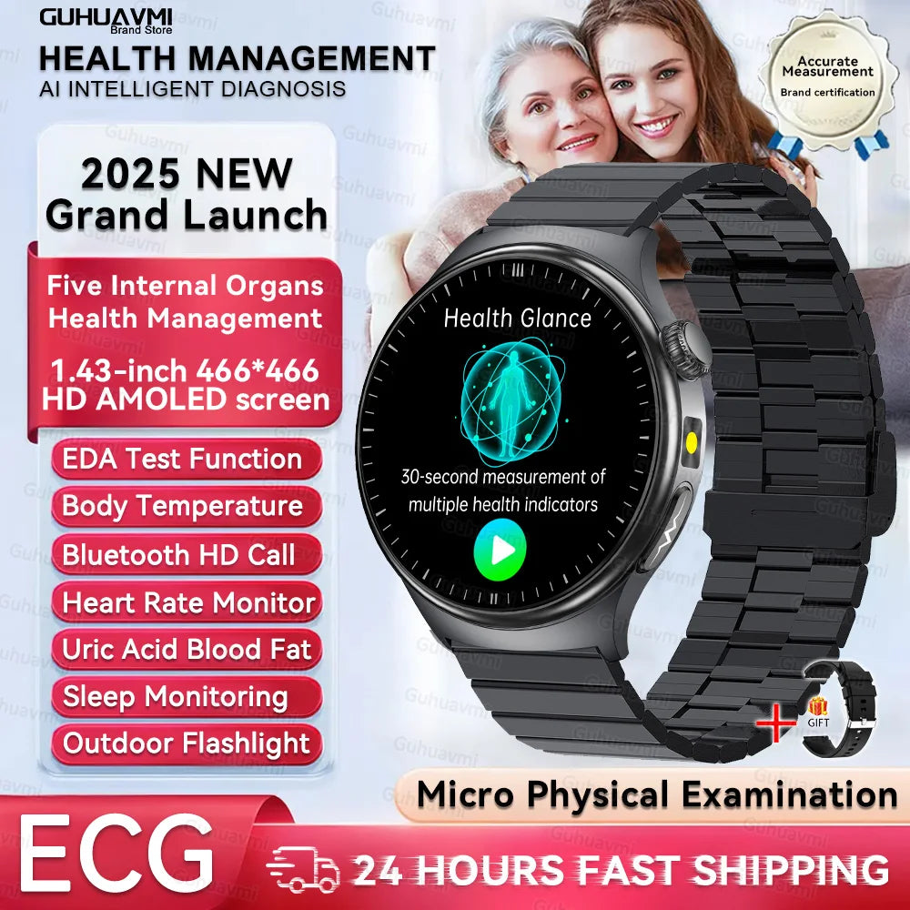 Nursing Grade Health Smartwatches For Men Women Precision Detection Heart Rate Blood Fats Uric Acid Blood Pressure ECG Smart Wat