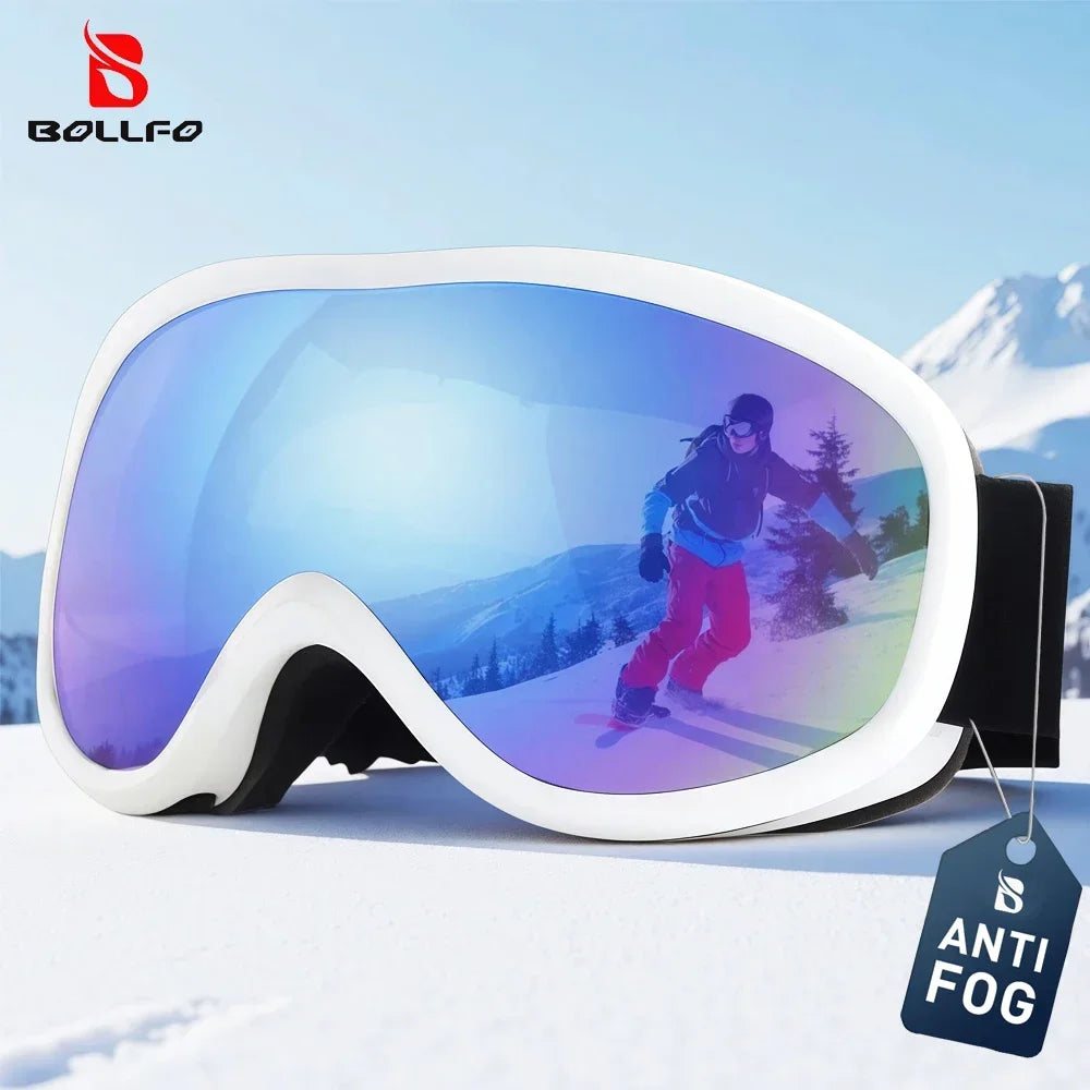 BOLLFO Snowboard Goggles Dual Lens Anti-Fog UV400 Ski Goggles for Men Women TPU OTG Skiing Snowmobile Glasses for Adult Youth