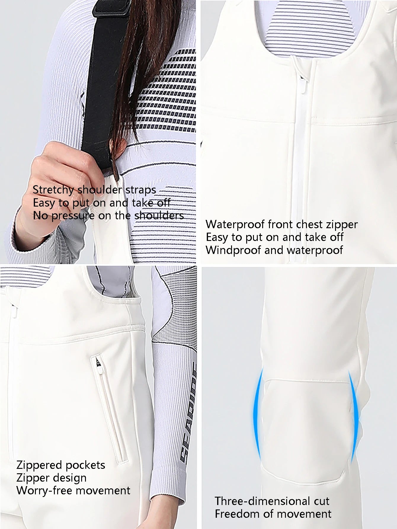 new women slim strap ski pants women's waterproof four-way stretch fleece winter ski pants snow ski pants women