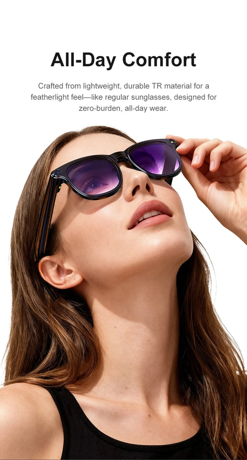 Lenovo 8K AI Smart Glasses With 100MP Camera Chat GPT Touch Sport Sunglasses Bluetooth Call Video Music Player For Men Women