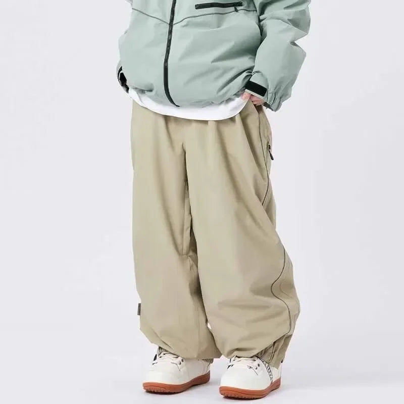 Ski Pants Men's Women's Single Board Waterproof Loose Fit Wear Resistant Professional Double Board Ski Pants