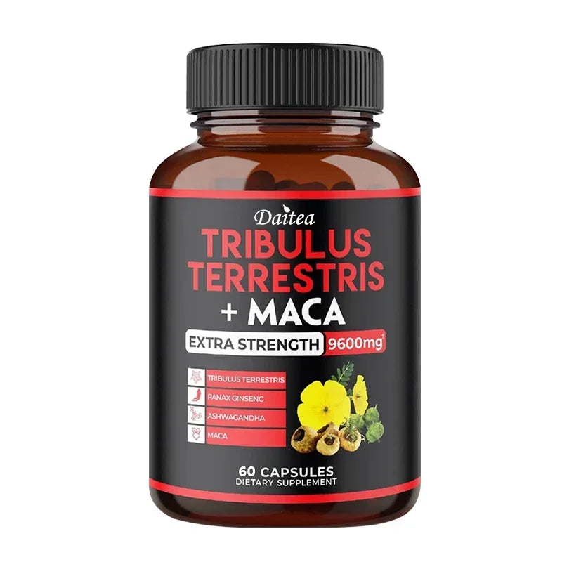 Daitea Tribulus + Maca Extract Capsules - Extra Strength 9600 Mg - Energy, Endurance & Natural Energy Non-GMO