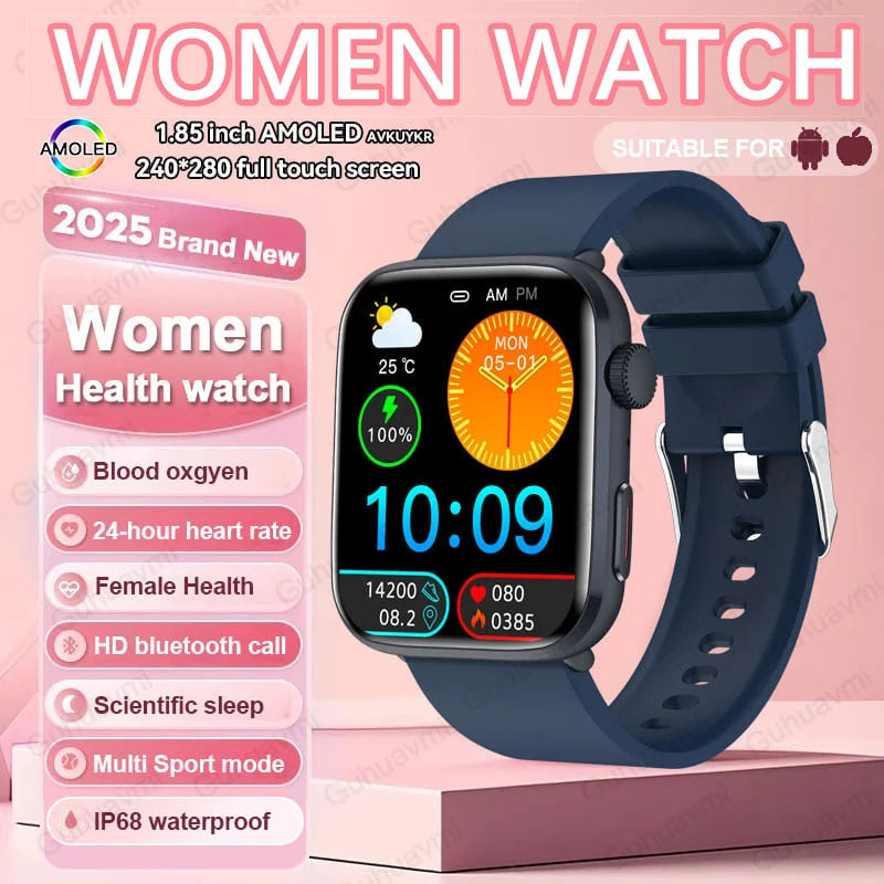 2025 New Women Men AI Smart Diagnosis Watch HRV+PPG Blood Pressure Heart Rate Health Monitor IP68 NFC Fashion Sports Smartwatchs