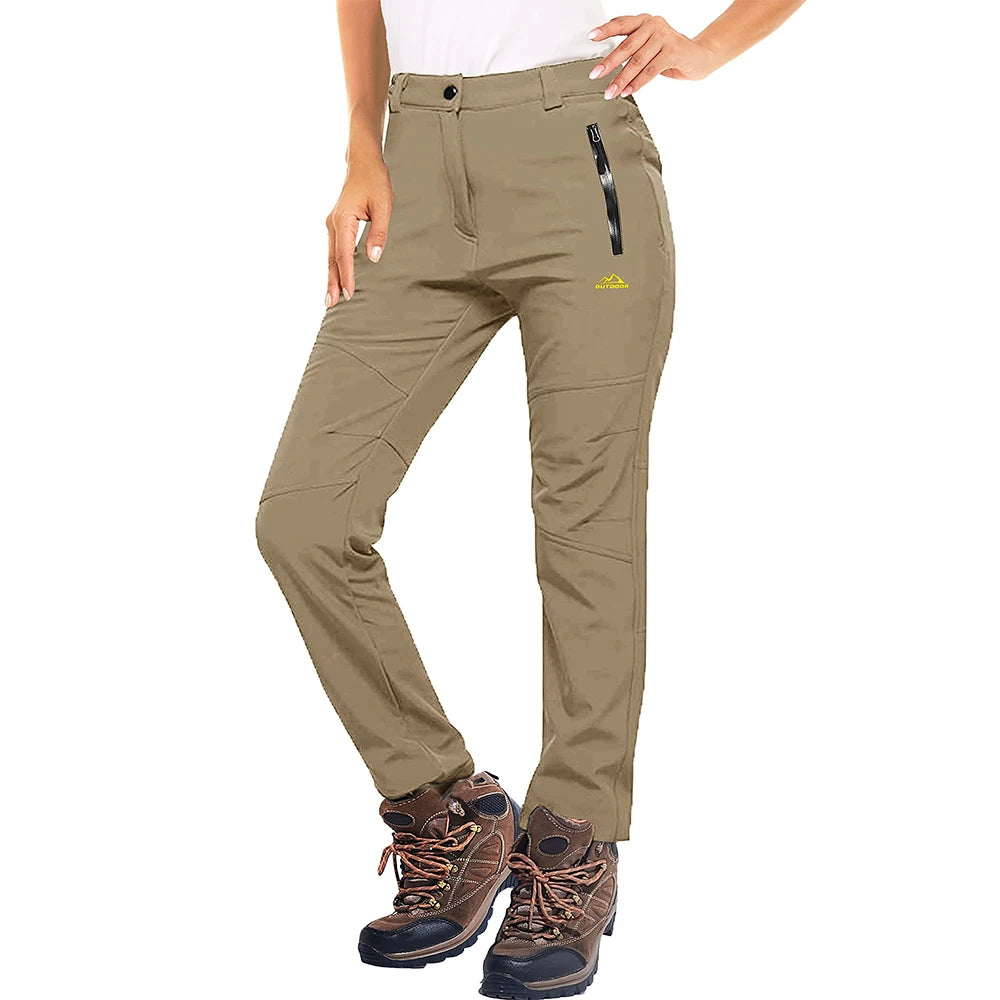 MAGCOMSEN Women's Ski Pants Winter Fleece Lined Waterproof Warm Snow Trekking Hiking Pants Outdoor Trousers Female