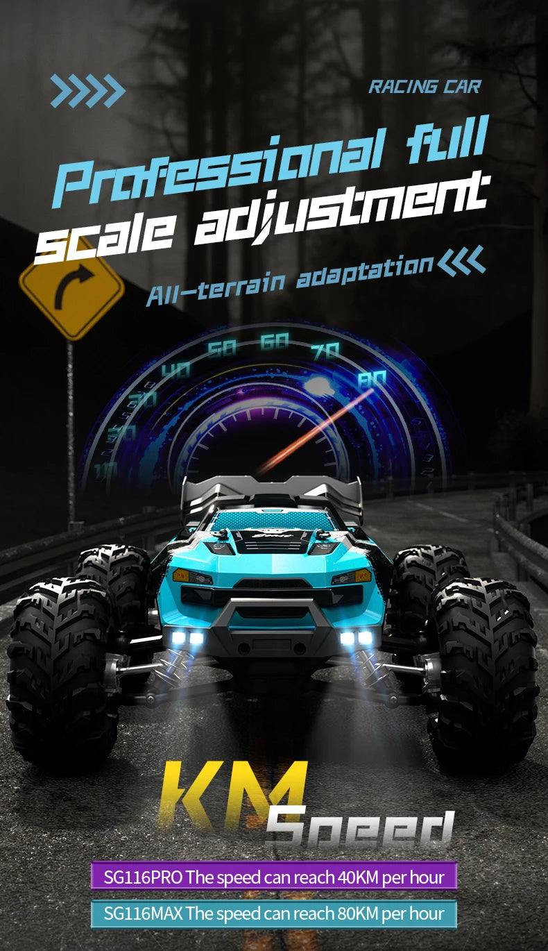 SG116MAX 80KM/H High Speed RC Car Brushless 4WD Off-Road Drift Remote Control Car 1:16 Professional Racing Cars SG116PRO 40KM/H