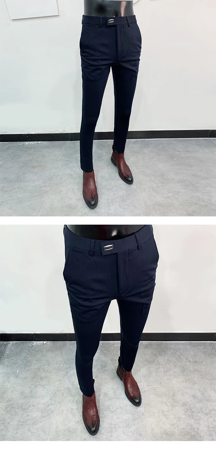 Men Suit Pants Dress Pantalone Hombre Stretch Slim Formal Trousers Calça Masculina Solid Color Casual Pants Fashion Men Clothing
