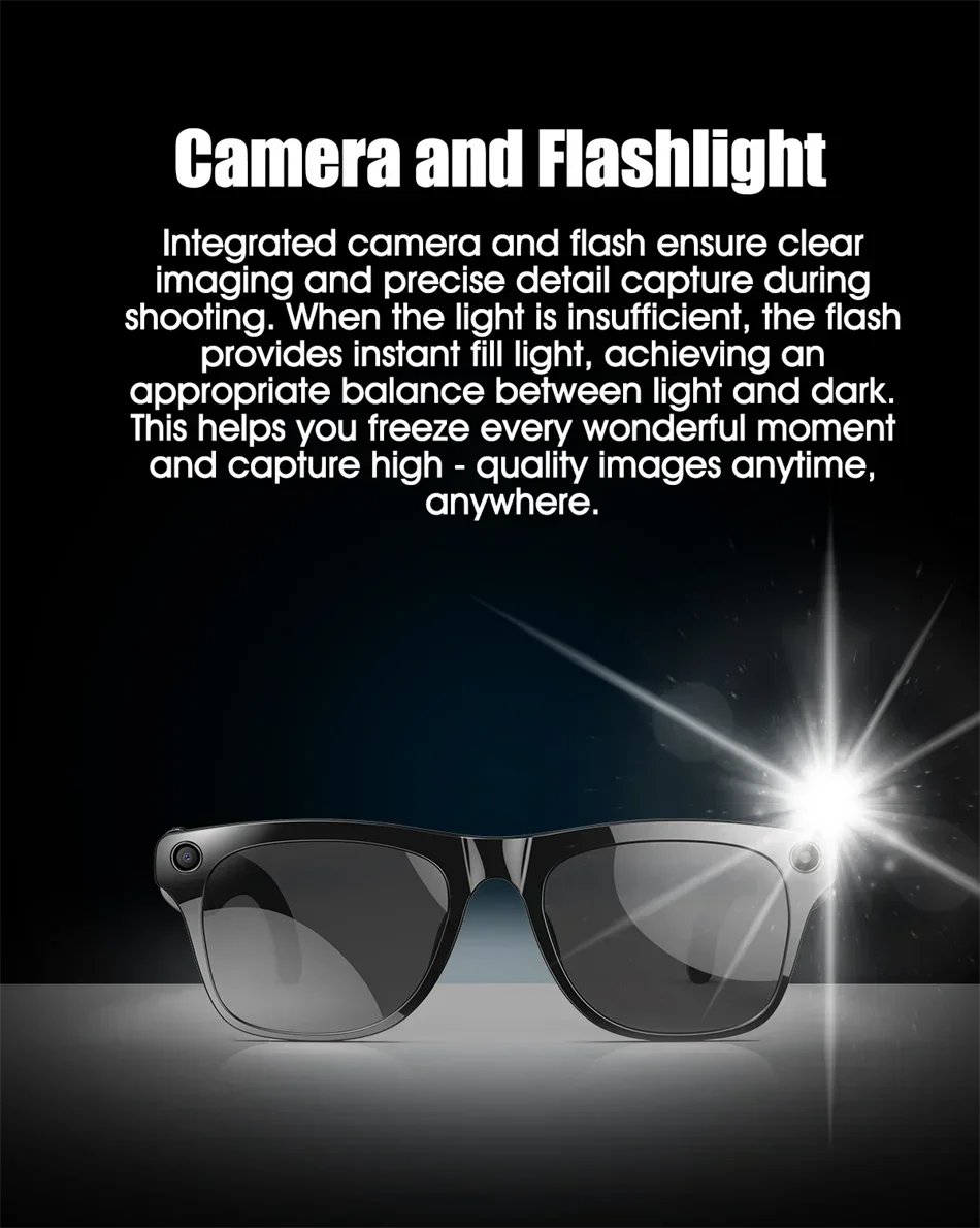ViVO 8K AI Glasses 1200MP HD Camera Bluetooth Call Chat GPT Voice Assistant Music Player Translate Smart Sunglasses New