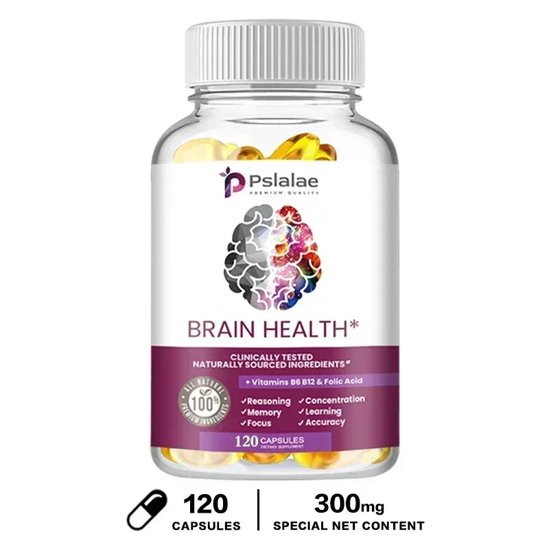 Brain Health Capsules - Supports Brain Health, Enhances Memory & Concentration, Improves Mental Clarity, Vegetarian, Gluten-free