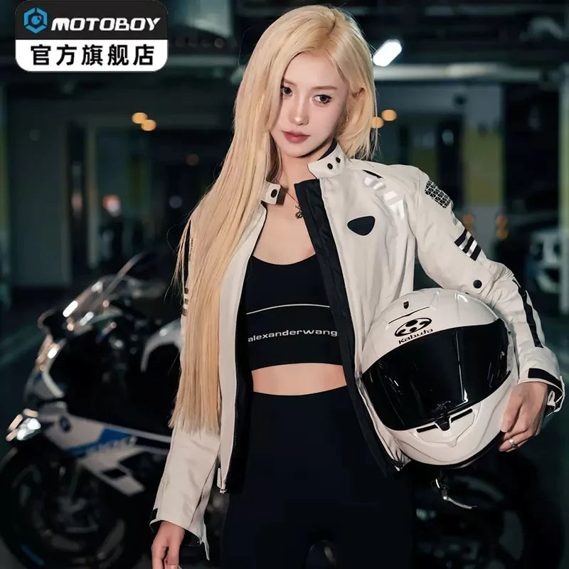 Women Motorcycle Jacket Four Seasons Breathable Lightweight Mesh Cycling Moto Jacket Protector Motocross Suit CE Protective