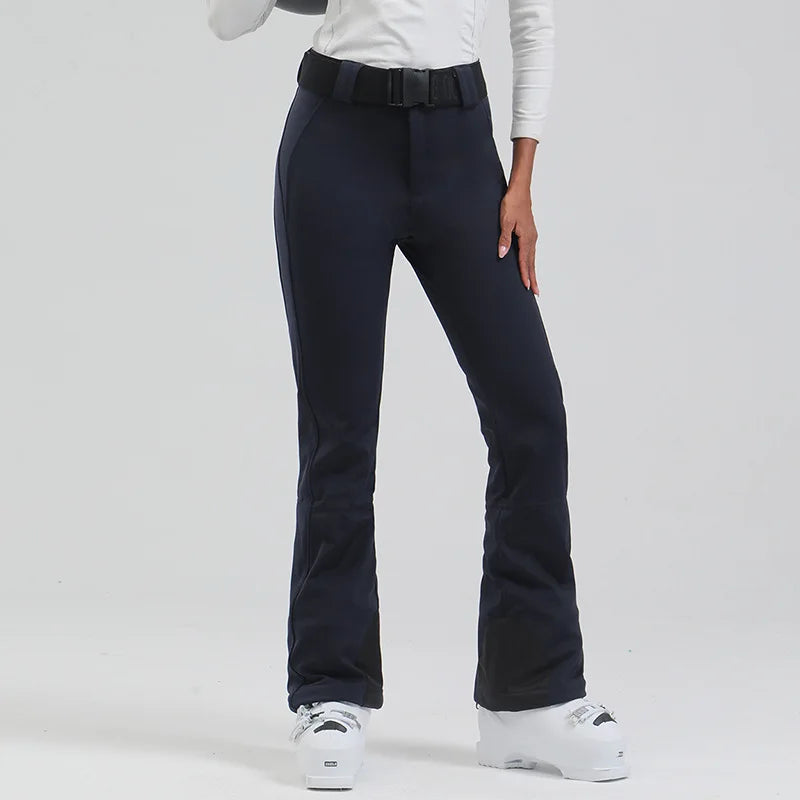 Ski pants New women's double-board 스노우보드복 slimming windproof waterproof thickened warm and elastic sports snow pants