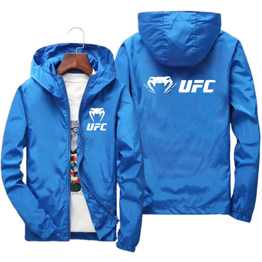 2025 UFC Fighting Logo Breathable Fashion Fitness Zipper Jacket Casual High Quality Hooded Baseball Jacket Outdoor Sports Jacket