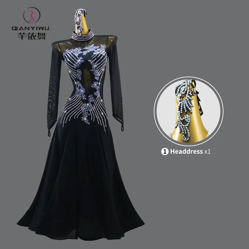 Girls Evening Dress Jazz Waltz Clothes Competition Stand Dance Sets Ballroom Suit 2026 Modern Match Women Dancewear Long Sleeves