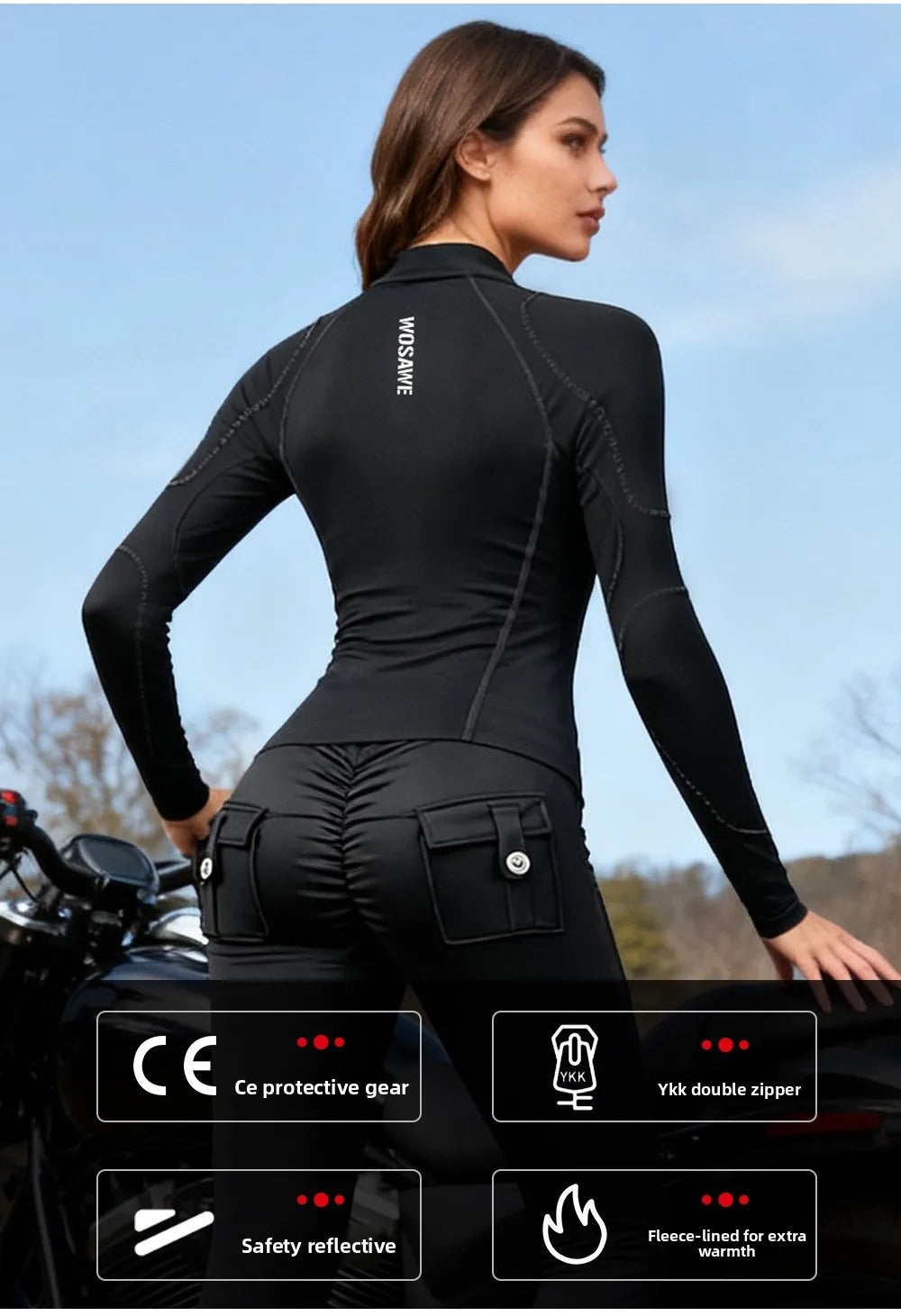 WOSAWE Woman Motorcycle Winter Jacket Thermal Windproof Clothing Body Riding Safety Coat Built-in Protective Pads and Warm