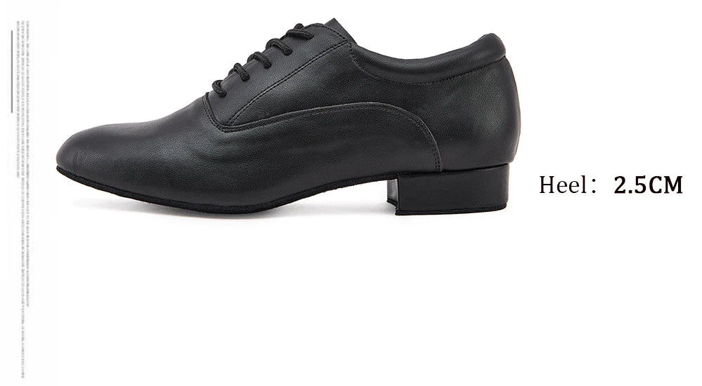 CINMIDY Male Genuine Leather Dance Shoes Black Latin Dance Shoes for Men  Modern Standard Sneaker  Party Shoes Heeled 2.5cm