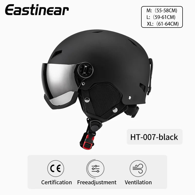 Eastinear Ski Helmet Ski Goggles Helmet Integrated Warm and Anti-collision Outdoor Ski Safety Equipment for Adults and Children