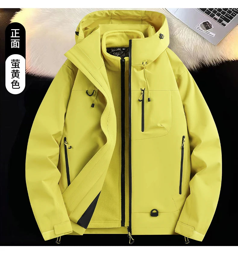 Mountaineering Suit Coat Outdoor Ski Jacket Autumn Winter Three-in-one Windbreaker Men's Women's Couple Three-proof Jacket Men's