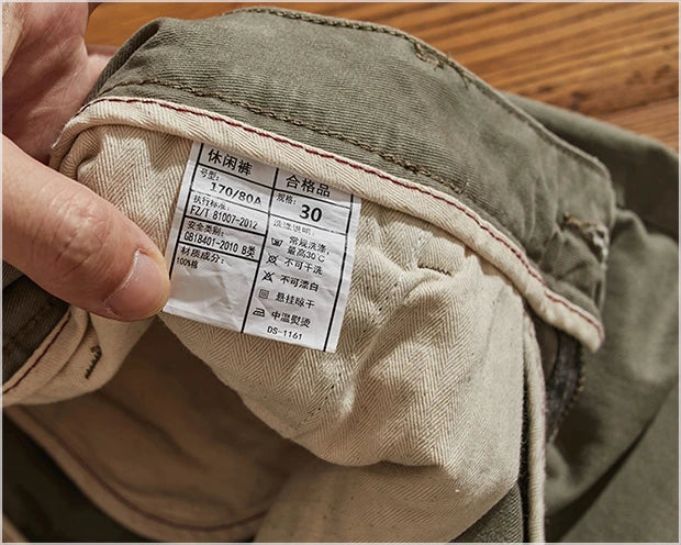 American Retro Workwear Pants Men's Heavyweight Chino Casual Straight Leg Tapered Versatile Cotton Urban Faion Trousers
