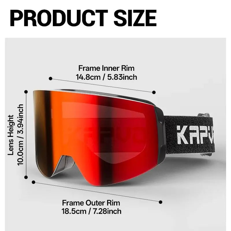 Kapvoe Photochromic Ski Goggles Magnetic Anti-Fog Lenses UV400 Protection Men Women Ski Goggles Snow Sunglasses Sports Eyewear