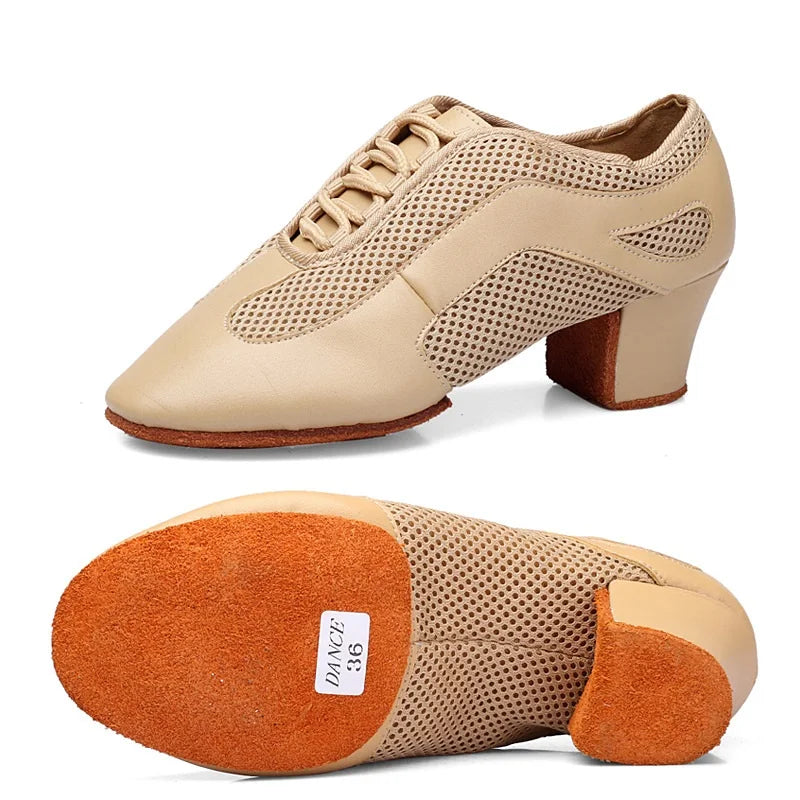 Latin Dance Shoes Adult Men Women Skin Tone Patent Leather Professional Soft Teacher Shoes Square Dance Shoes Ballroom Big Size