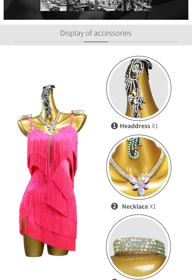2026 Latin Dance Dresses Woman Clothes Sexy Practice Wear Suit Sport Costume Dancewear Stage Prom Girls Fringed Party Sexy Skirt