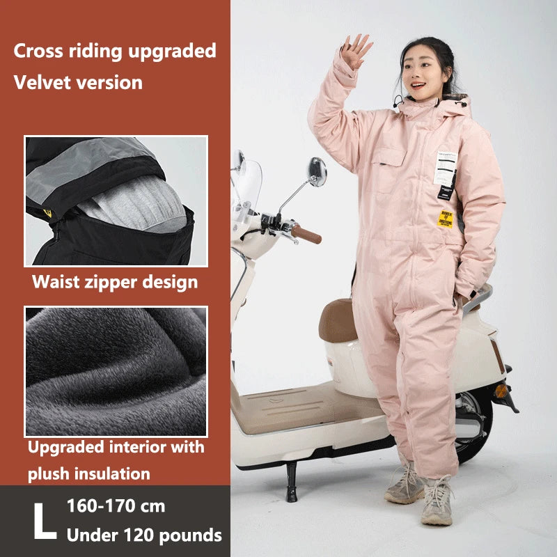 Motorcycle Riding Suit Windproof Plus Velvet Thickened Double-sided Waterproof Snowmobile Jacket Winter Warm Suit for Men Women