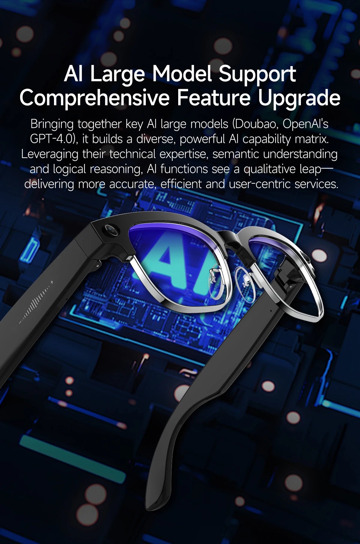 New 800W Smart Glasses 4K HD Camera 4GB Memory BT Call Voice Assistant Translate Touch Control Music Player sunglasses Men Women