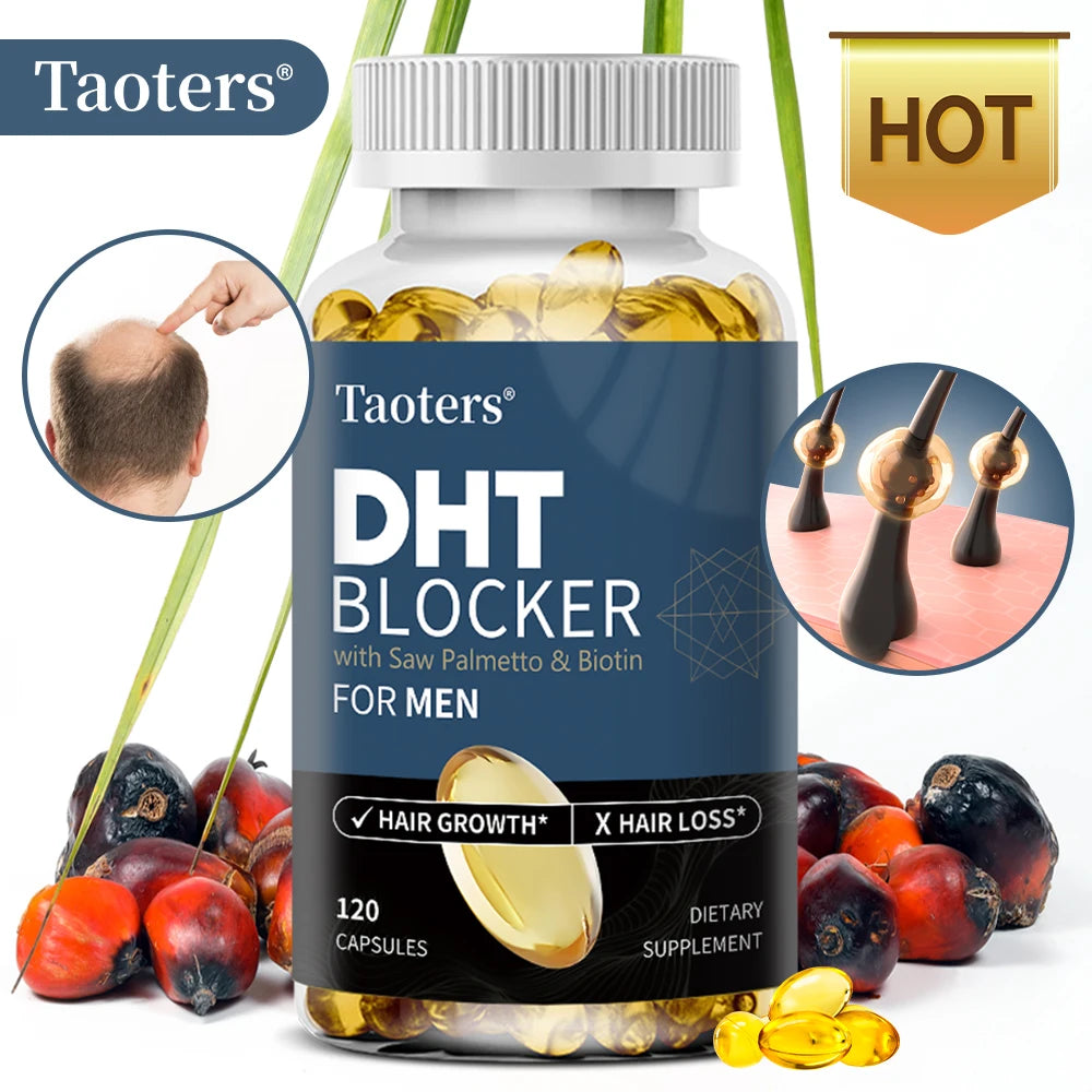 DHT Blocker Hair Growth Supplement - High Potency Biotin & Saw Palmetto for Hair Regrowth, Promote Urinary Tract Function