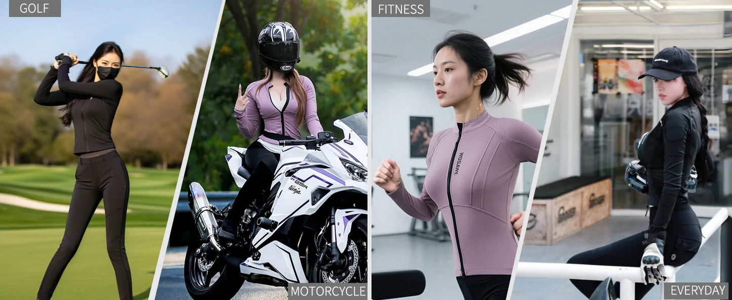 WOSAWE Women Motorcycle Jacket Lady Full Body Armor Set CE Certified Summer Riding Safety Jacket Pants Built-in Protective Pads