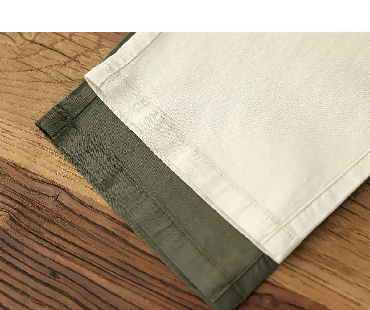 Summer thin straight leg pants American retro Chino simple beige white elastic black casual pants men