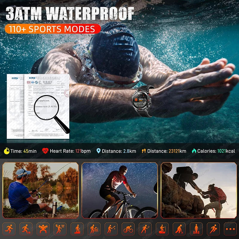 2025 New GPS Map Navigation Smart Watch Men Women Amoled Screen 3ATM Waterproof Sport SmartWatch Compass NFC BT Call Watches Men